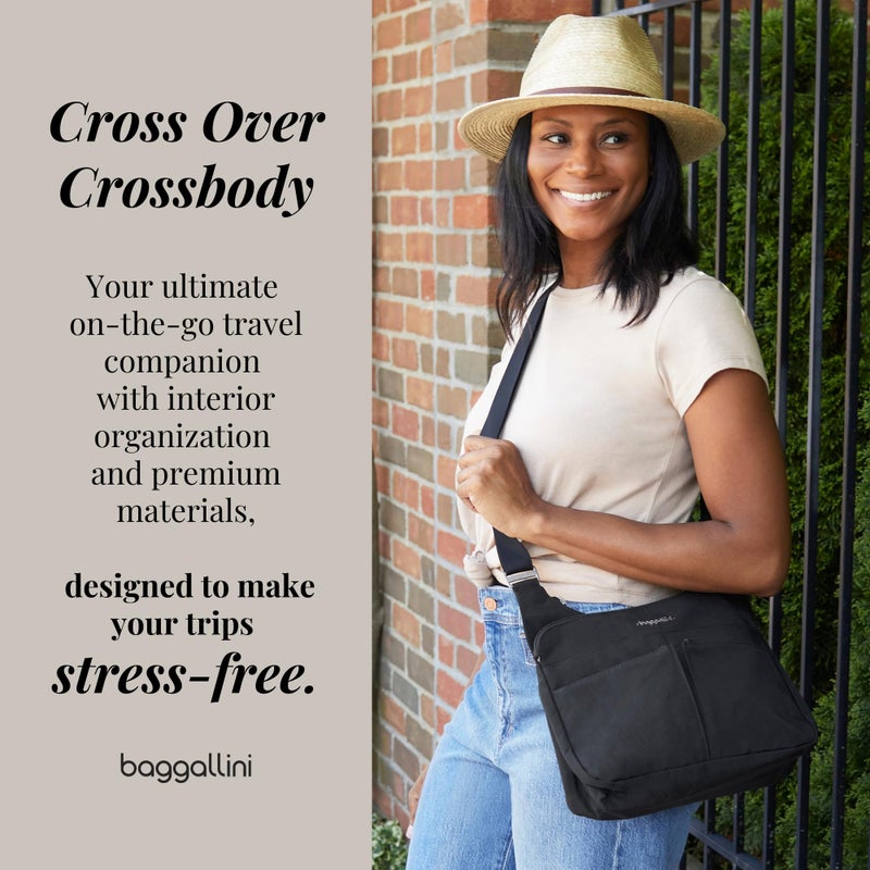 Baggallini Cross Over Crossbody Bag for Women - Lightweight Water-Resistant Travel Bag with Adjustable Strap RFID Wristlet - Image 2